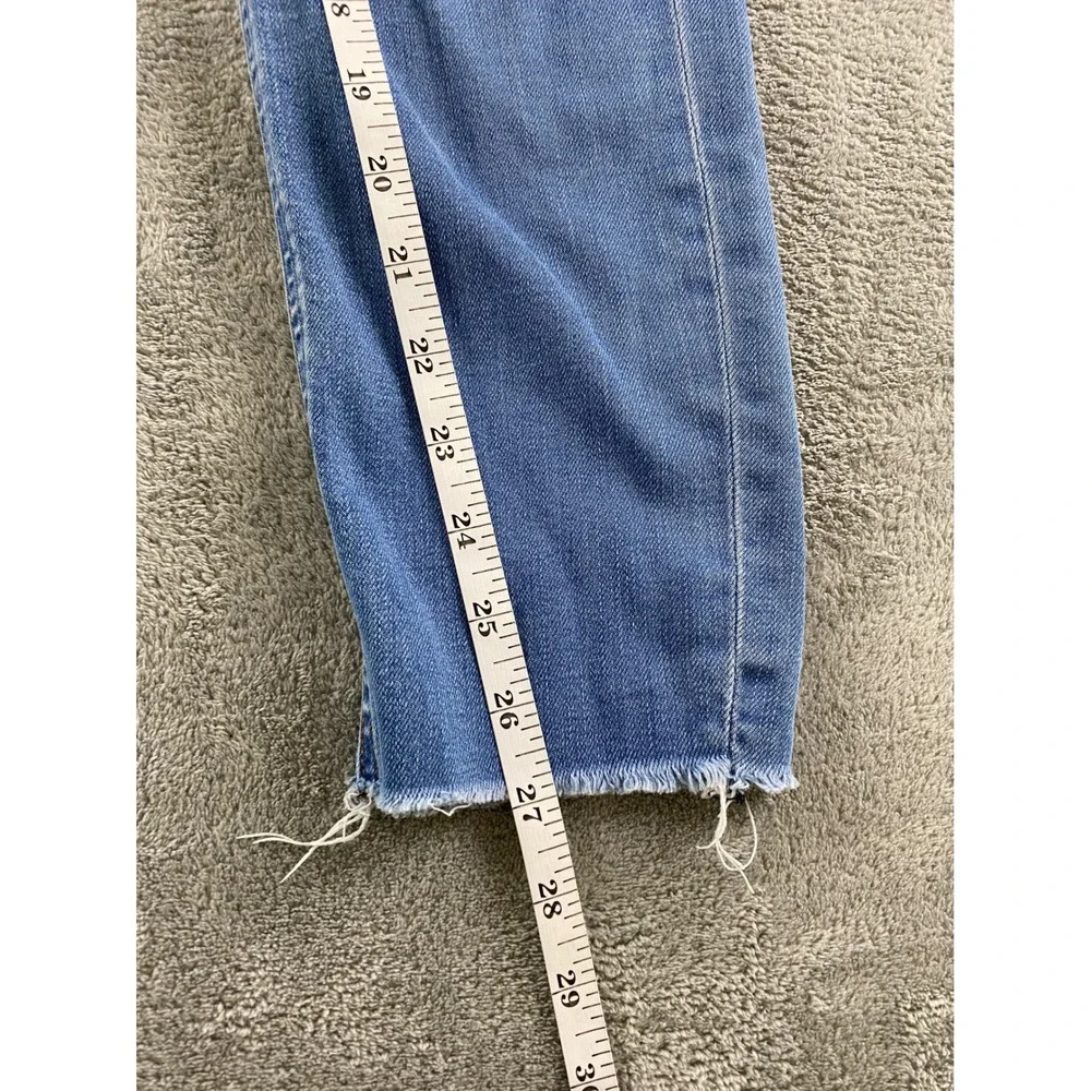 Express Jeans Ankle Legging High Rise Distressed Raw Hem Light Wash Blue 6R
